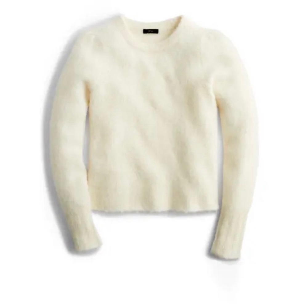 J.Crew Puff Sleeve Merino Wool Crewneck Sweater In Ivory